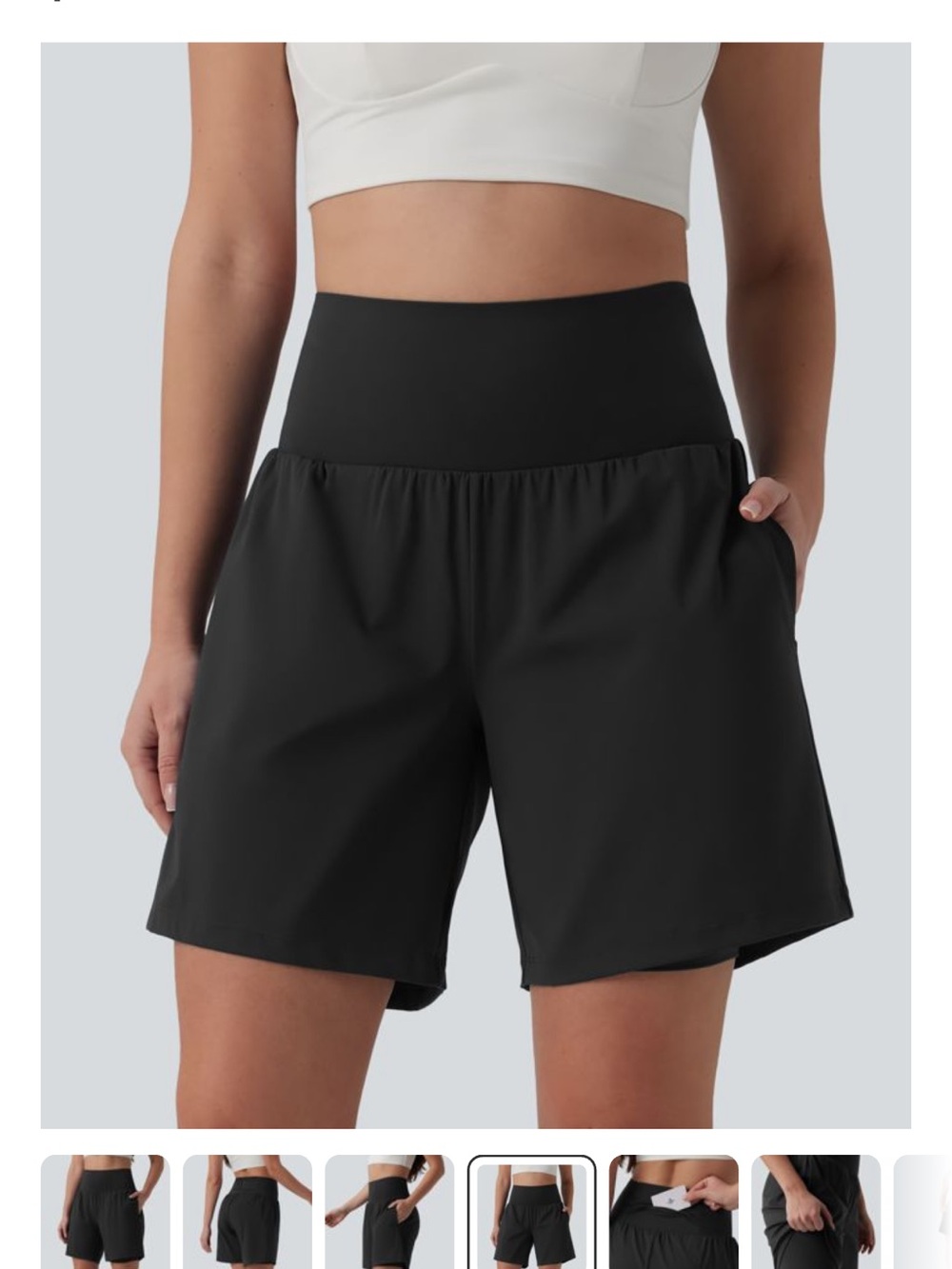 HALARA Black High-Waist Active Shorts with Side Pockets